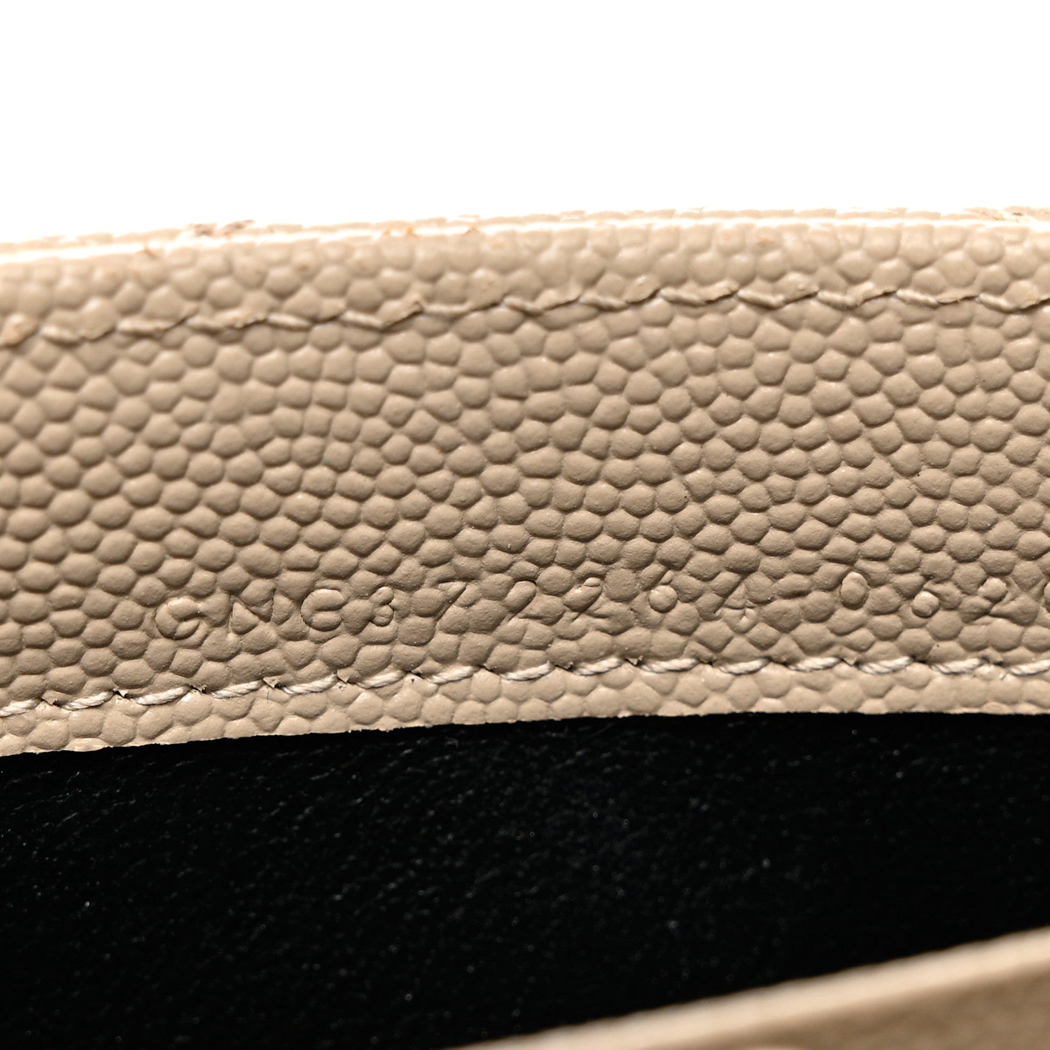 Saint Laurent Grain De Poudre Matelasse Chevron Monogram Flap Wallet Dark Beige 7 of 12