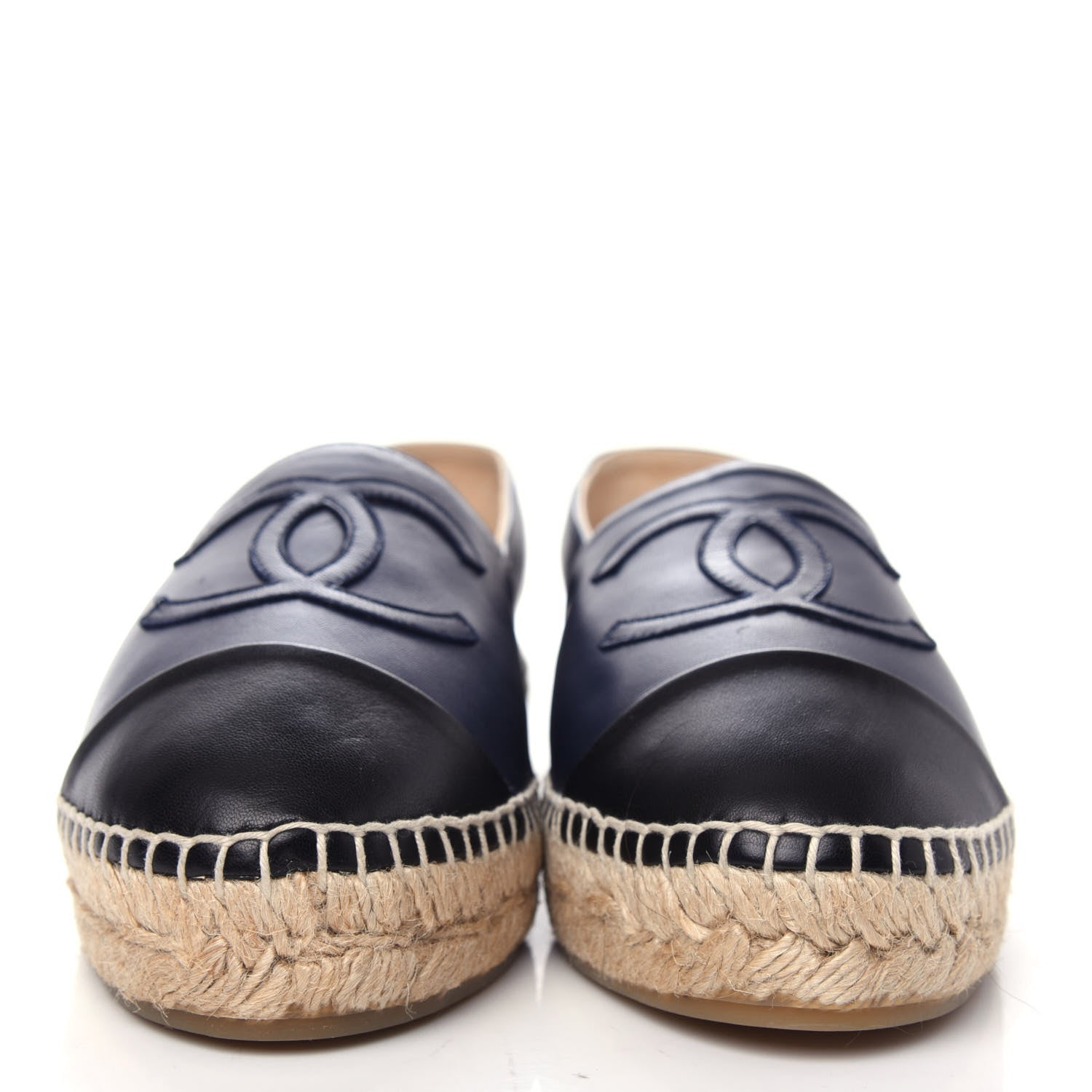 Chanel Lambskin CC Espadrilles 39 Navy Black 2 of 12