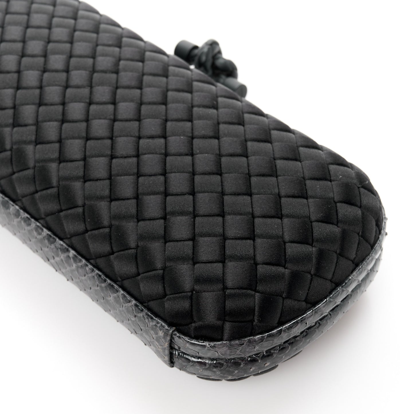 Satin Ayers Intreccio Impero Stretch Knot Clutch Black