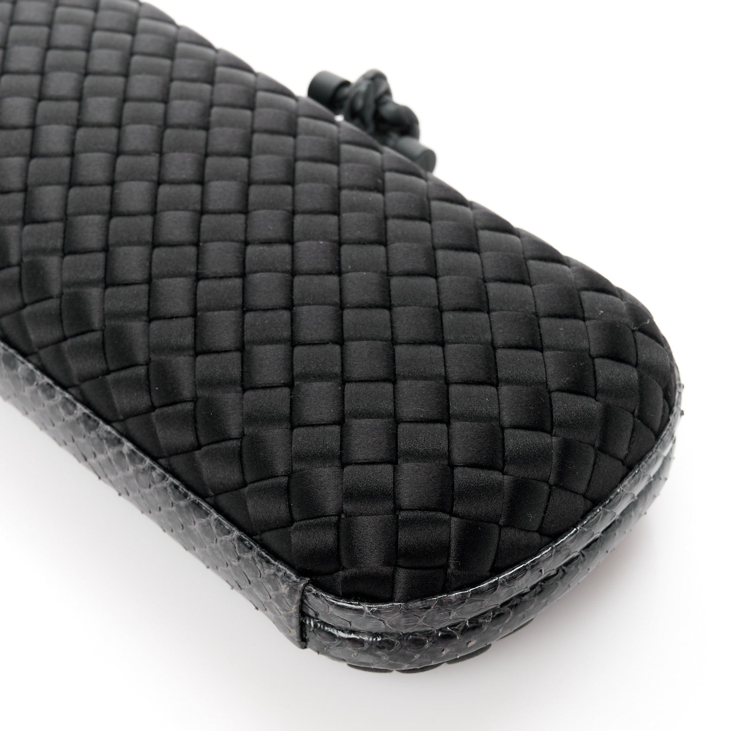 Bottega Veneta Satin Ayers Intreccio Impero Stretch Knot Clutch Black 9 of 9