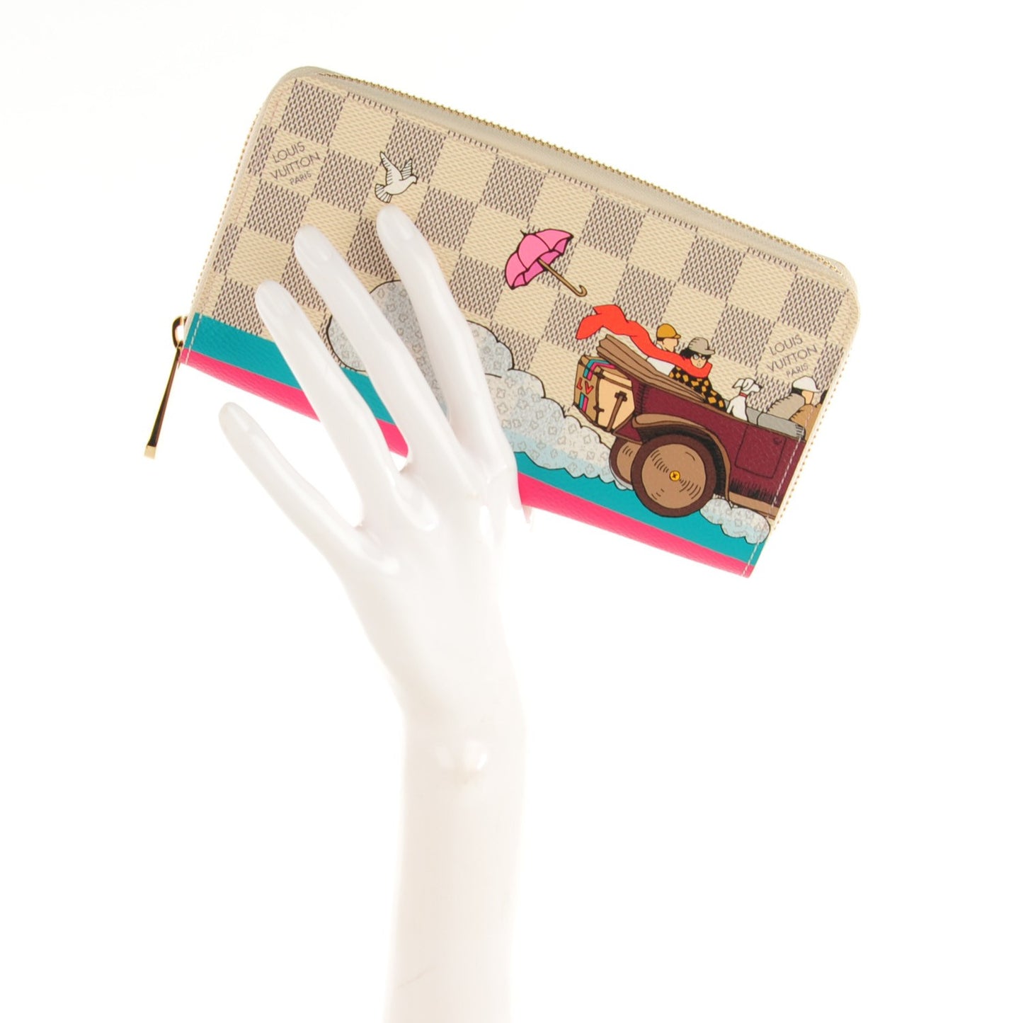 Damier Azur 2015 Christmas Animation Zippy Wallet Hibiscus