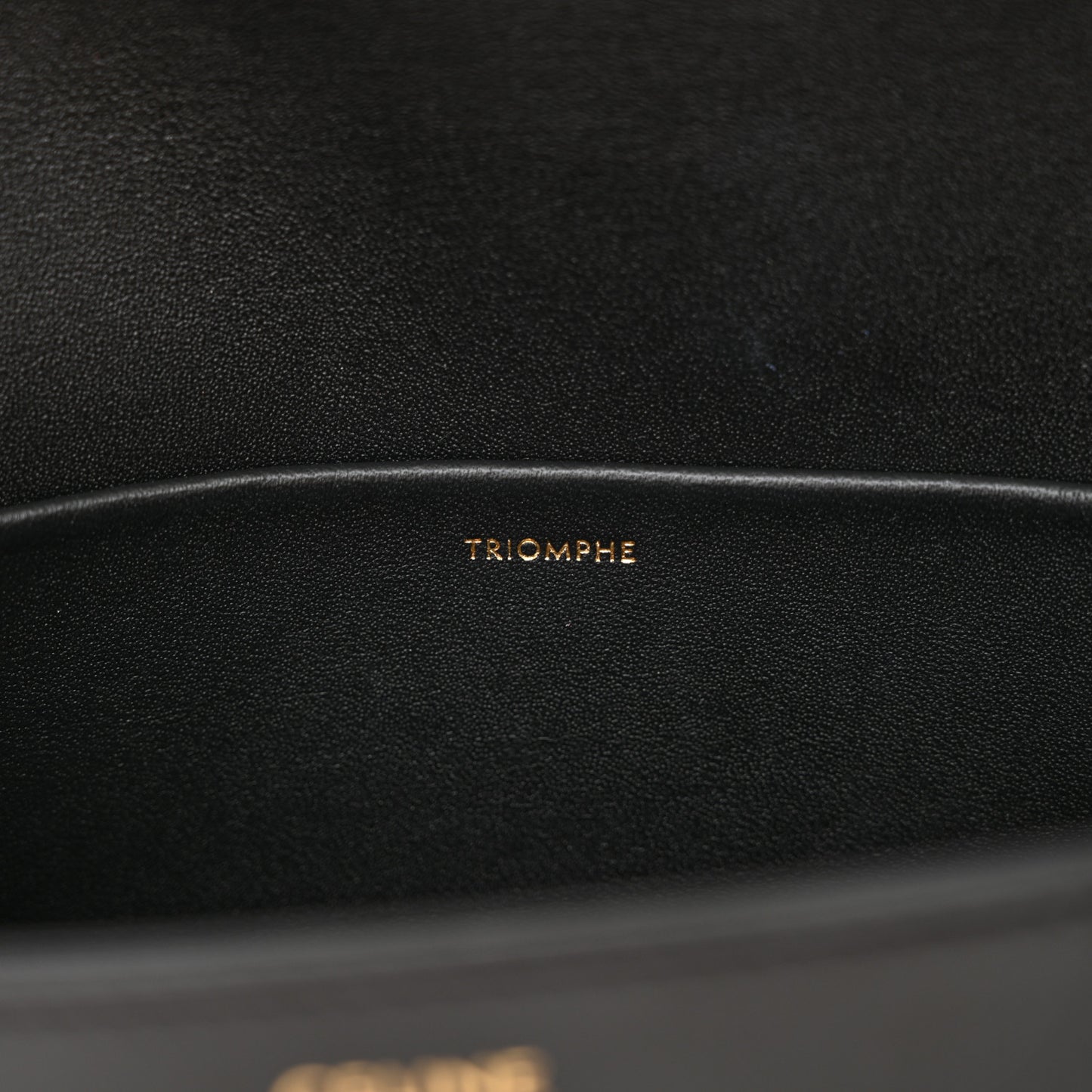 Shiny Calfskin Triomphe Shoulder Bag Black