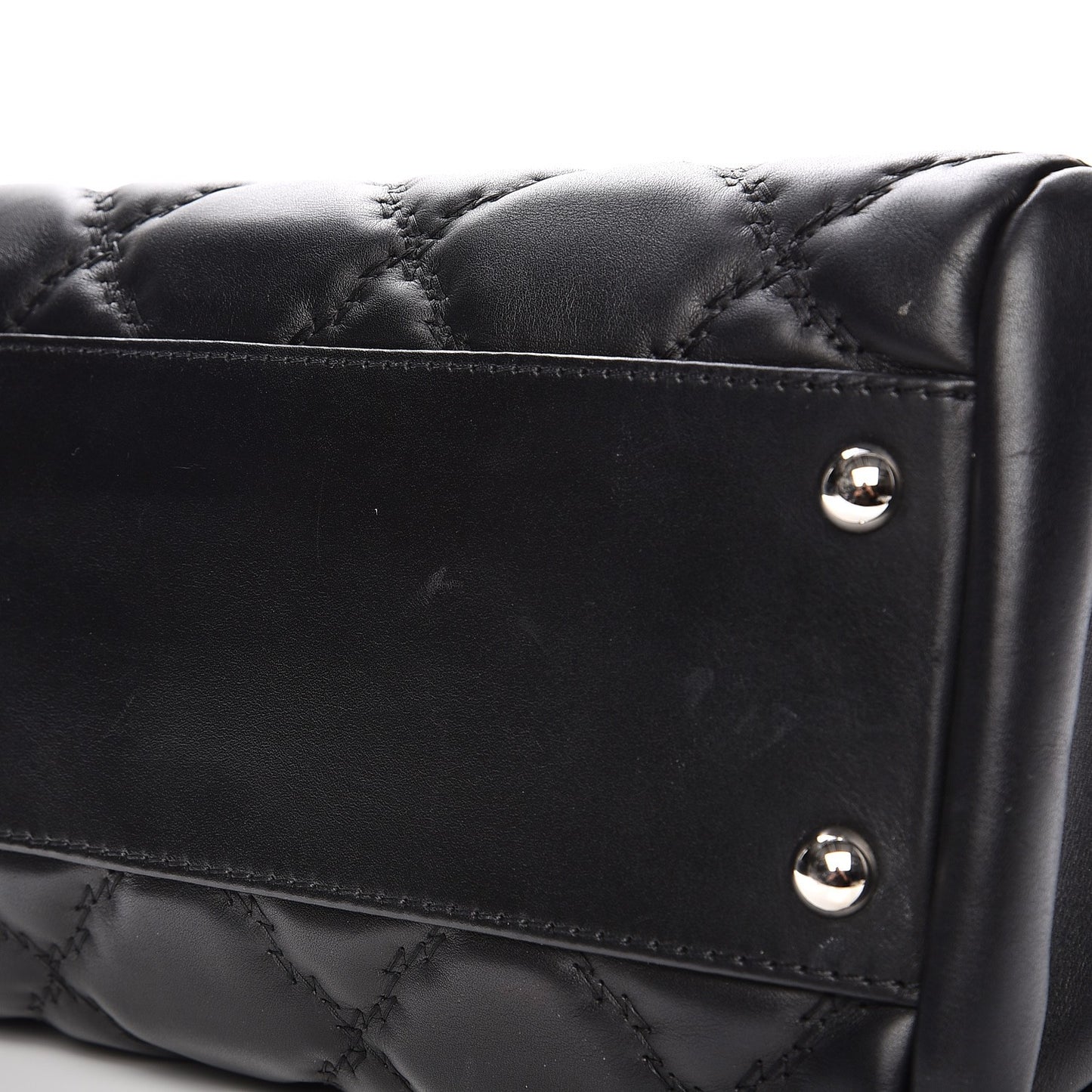 Calfskin Double Stitch Large Hamptons Flap Bag Black