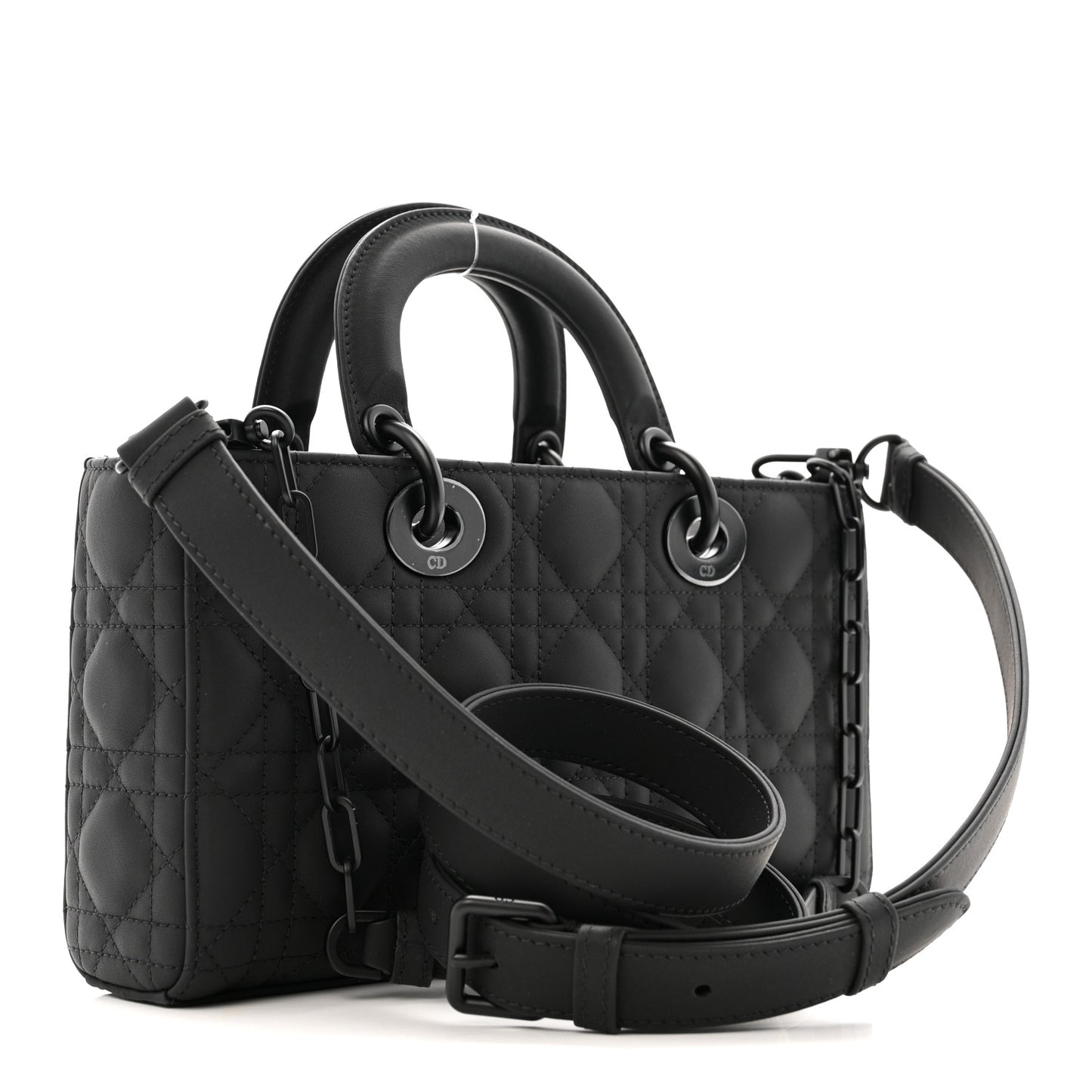 Ultra Matte Calfskin Cannage Medium Lady D-Joy Black