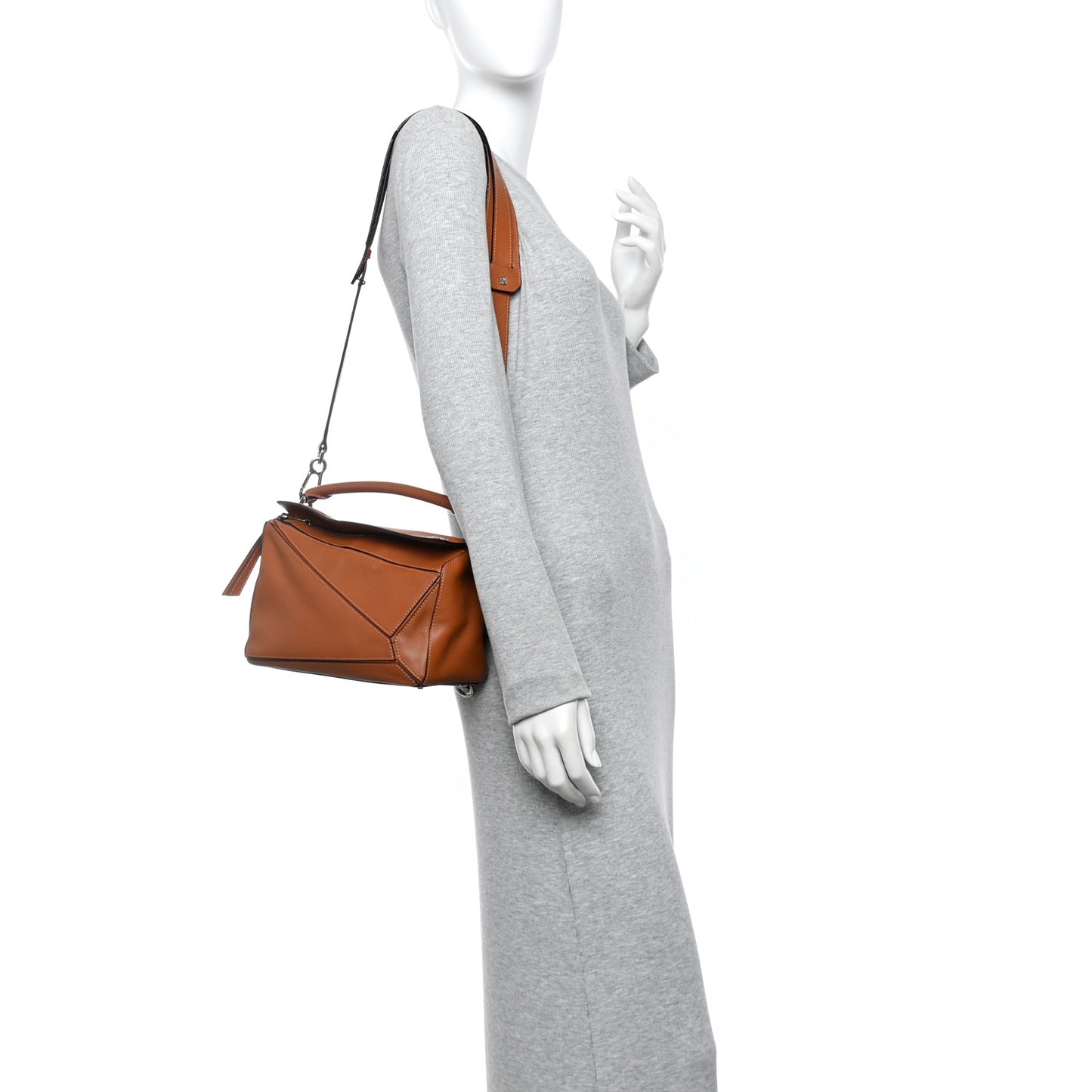 Grained Calfskin Small Puzzle Bag Tan
