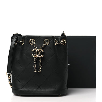Chanel Calfskin Stitched Small Egyptian Amulet Drawstring Bag Black 11 of 11
