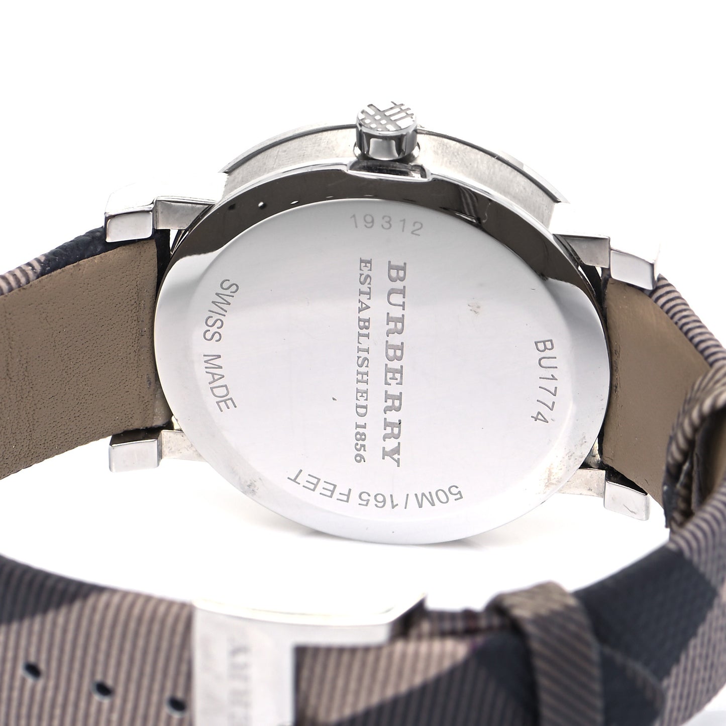 Stainless Steel Calfskin 38mm Heritage Nova Check Quartz Watch Brown BU1774