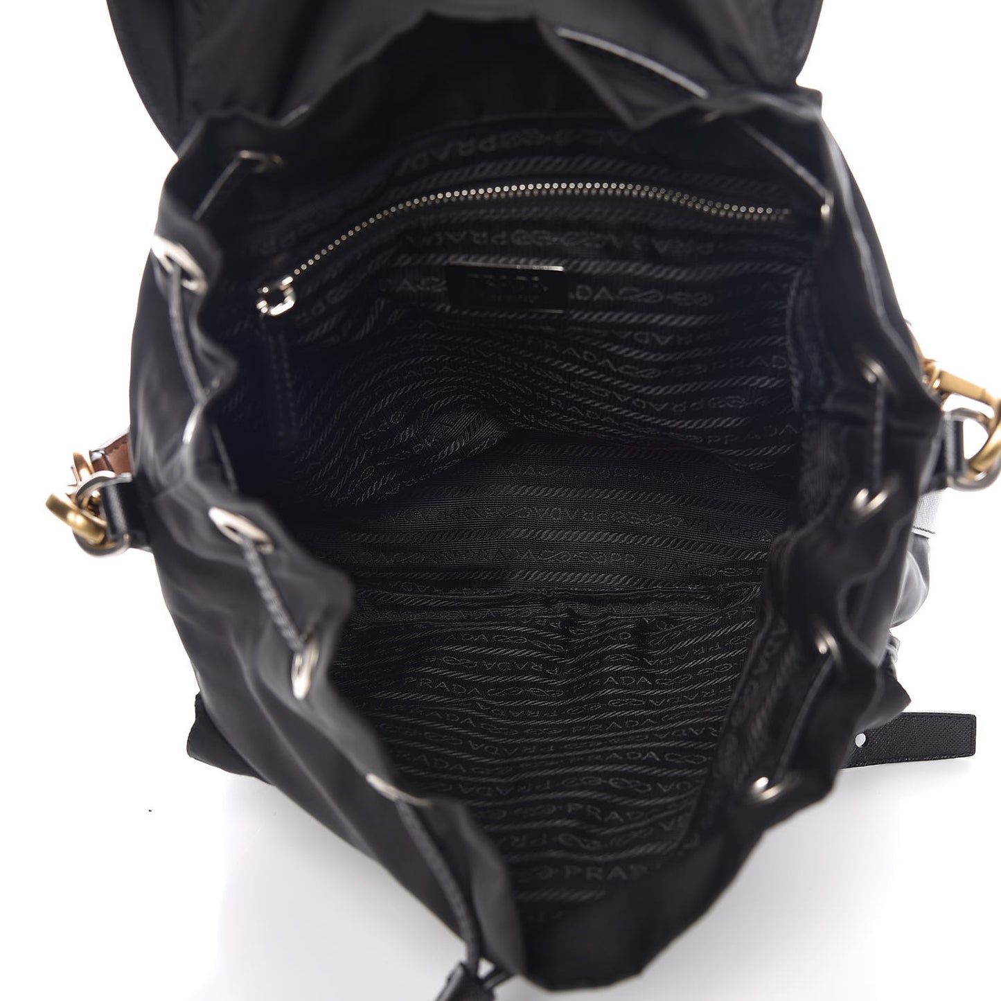Nylon Vela Shoulder Bag Black Cuoio