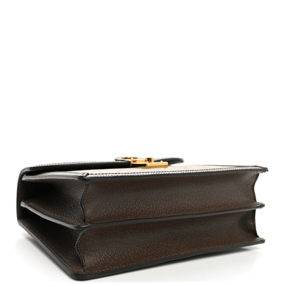 Gucci GG Supreme Monogram Textured Dollar Calfskin Web Small Ophidia Padlock Top Handle Bag Beige Ebony New Acero 3 of 9