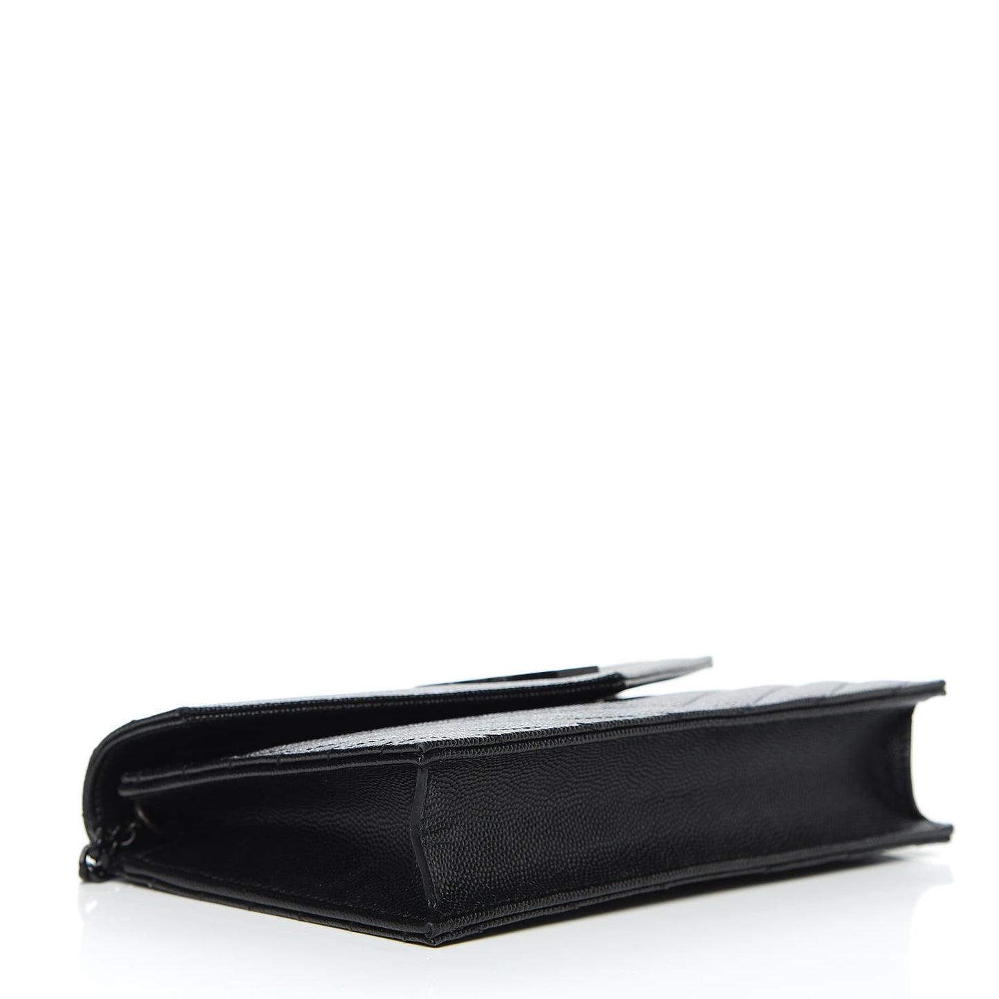 Grain De Poudre Matelasse Chevron Monogram Envelope Chain Wallet Black