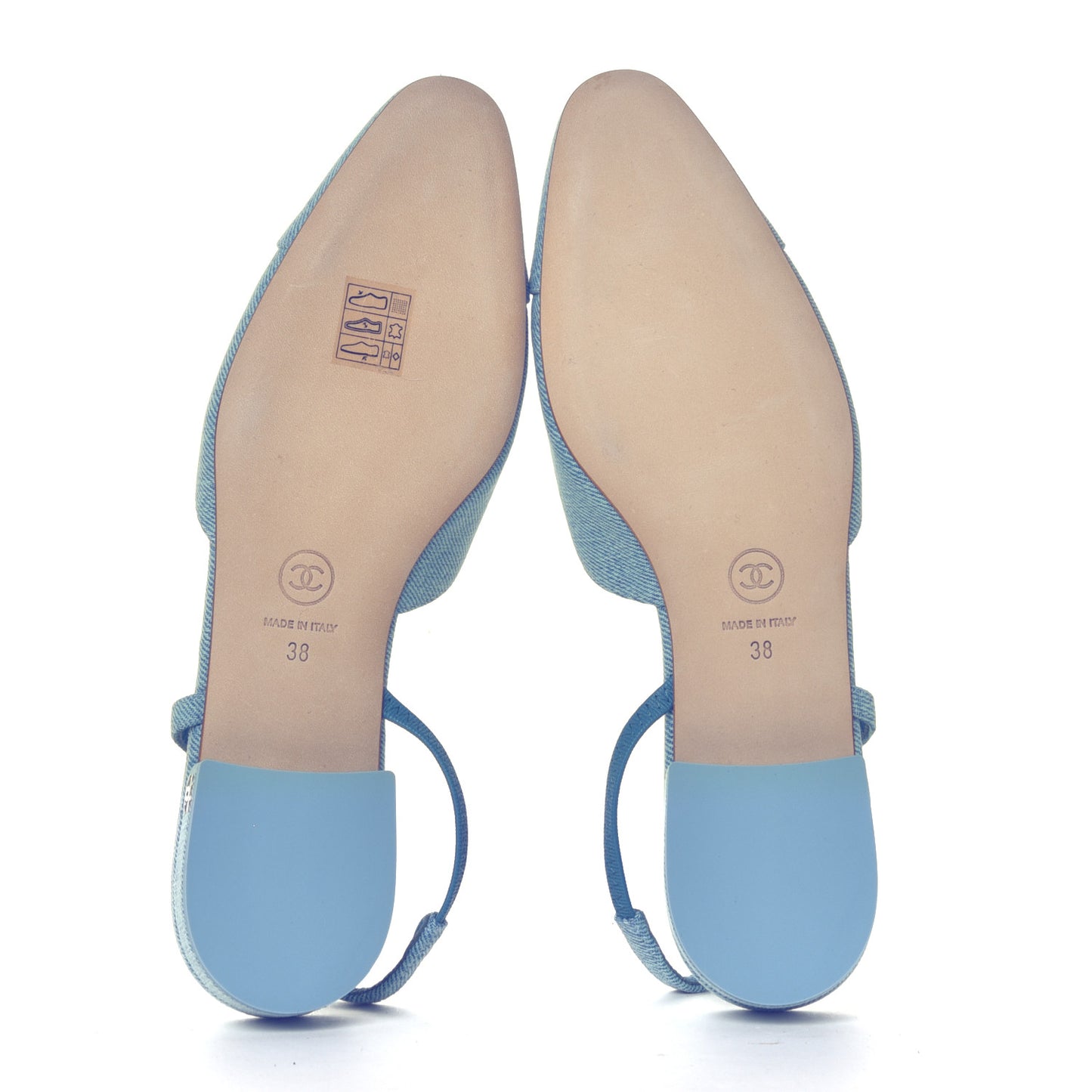 Denim Cap Toe CC Slingback Flats 38 Blue