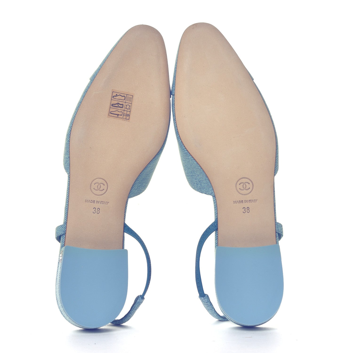 Chanel Denim Cap Toe CC Slingback Flats 38 Blue 11 of 12