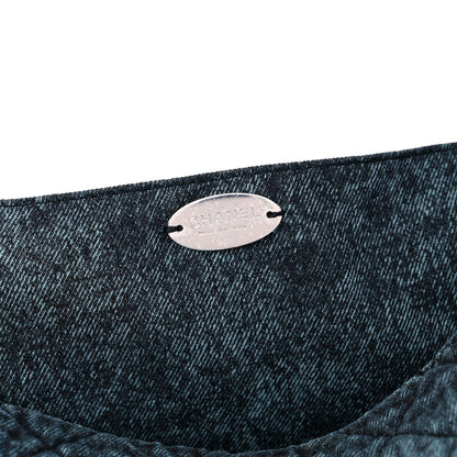 Chanel Denim Quilted Denimpression XXL Flap Blue Black 5 of 8