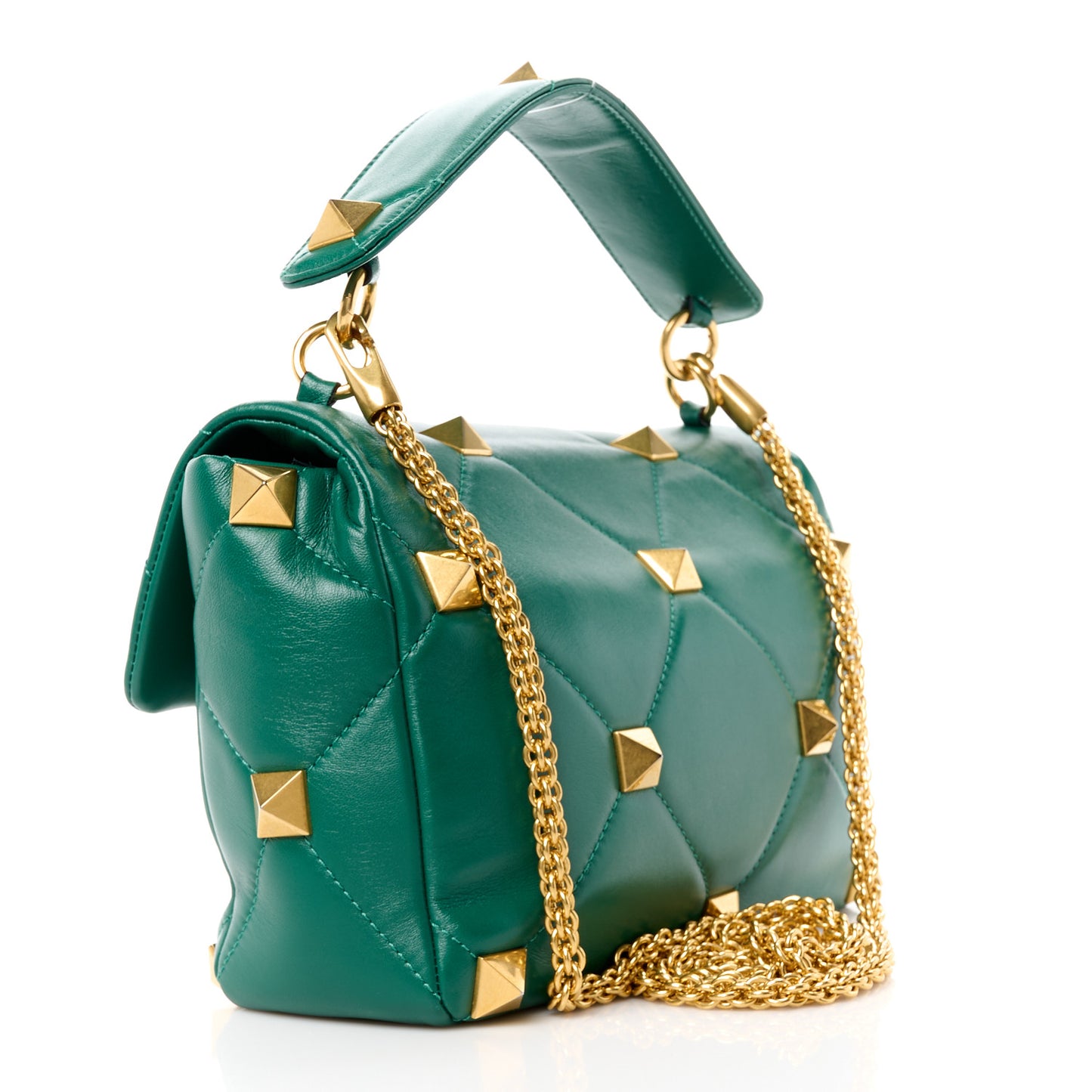 Nappa Large Roman Stud Shoulder Bag Jungle