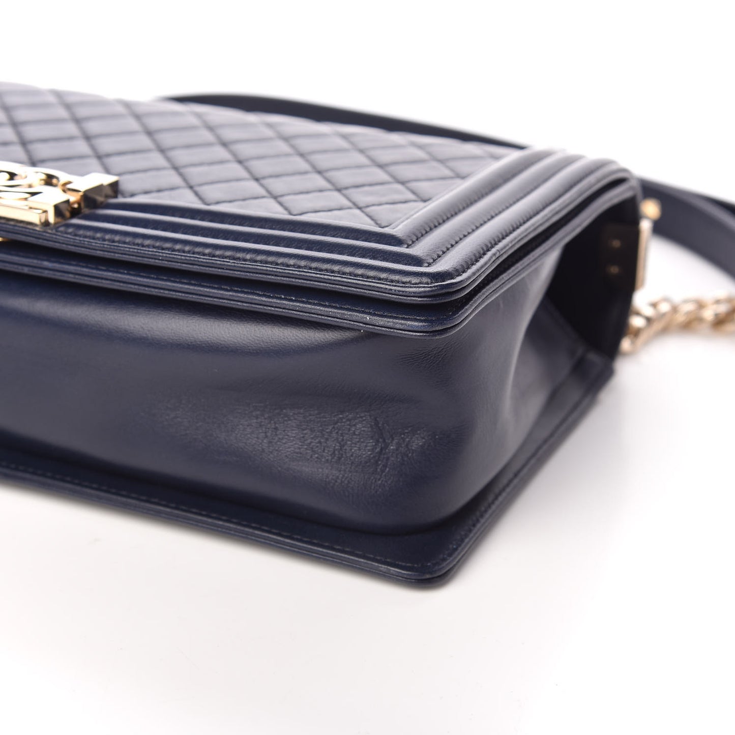 Lambskin Quilted New Medium Boy Flap Dark Navy Blue