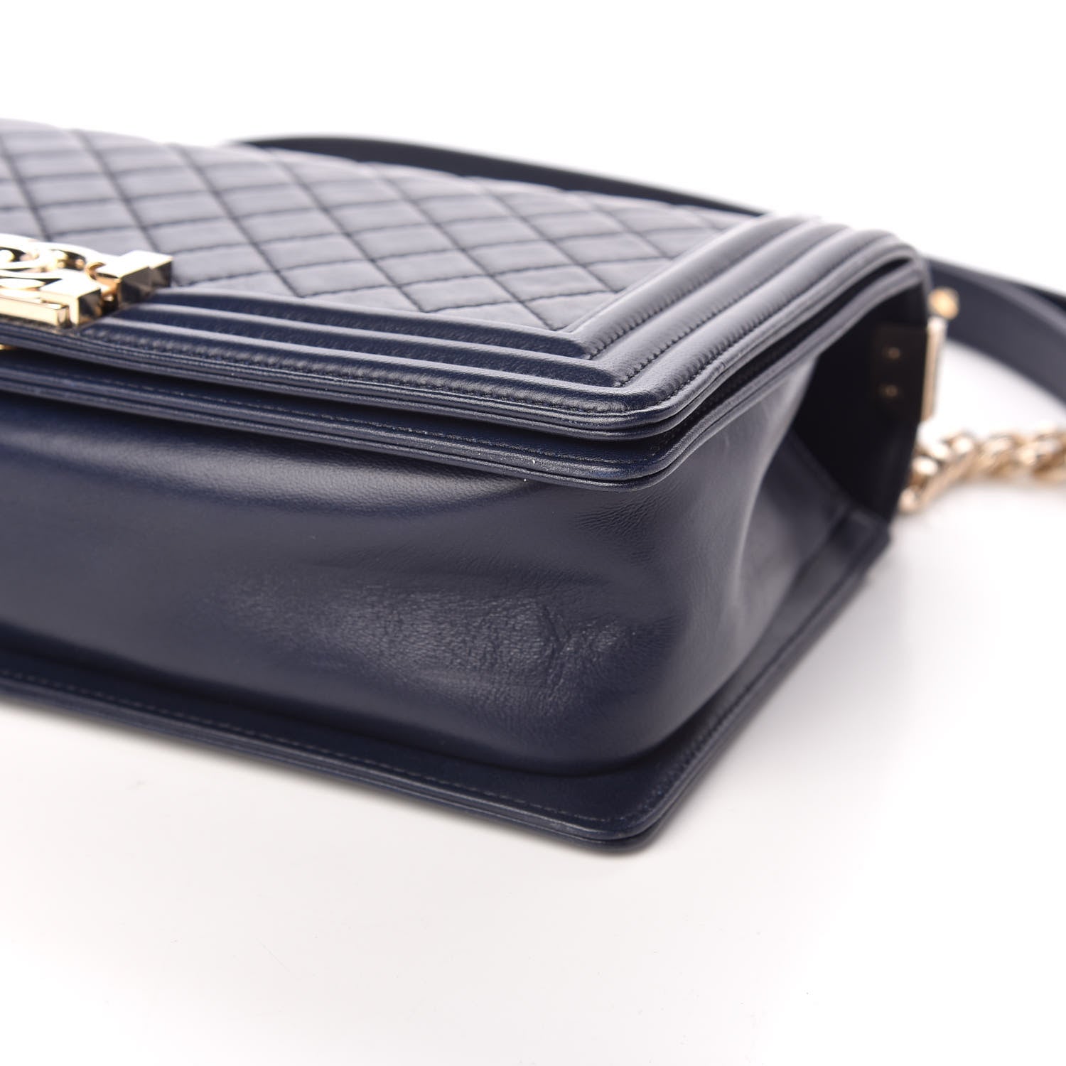 Chanel Lambskin Quilted New Medium Boy Flap Dark Navy Blue 9 of 10