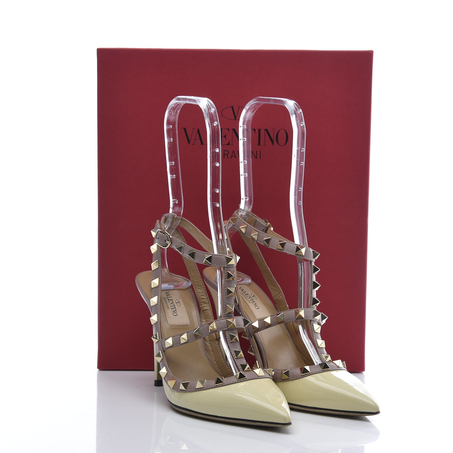 Valentino Garavani Patent Rockstud Ankle Strap 100mm Pumps 36.5 Light Ivory Poudre 8 of 8