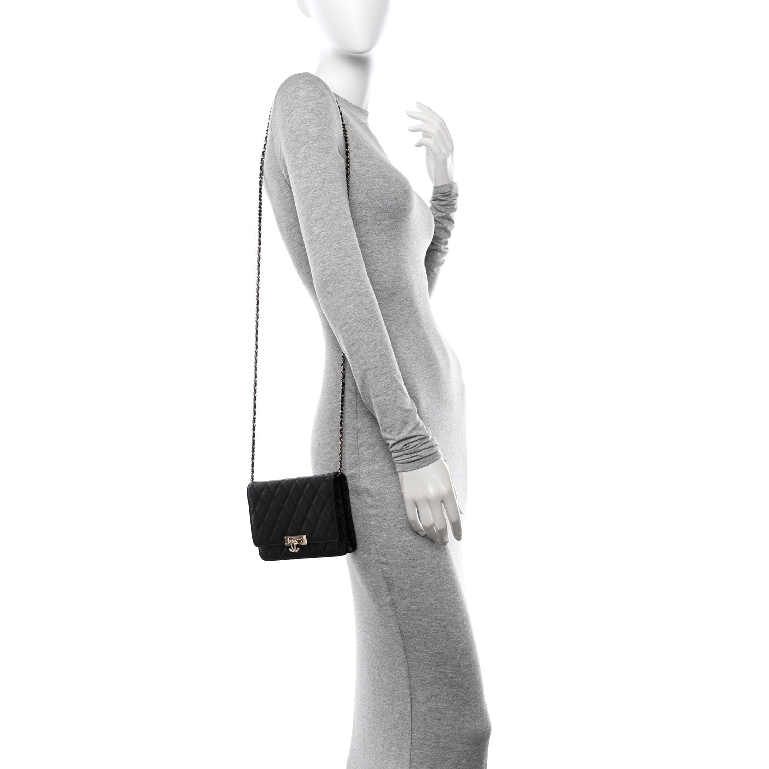 Chanel Caviar Quilted Golden Class Wallet On Chain WOC Black 2 of 12