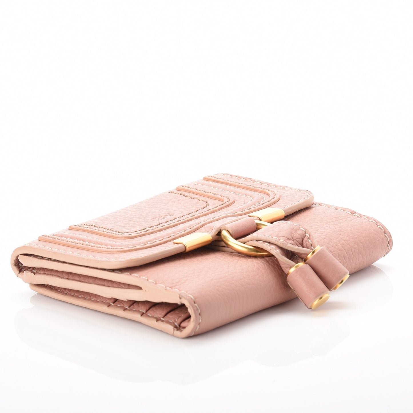 Grained Calfskin Marcie Square Wallet Anemone Pink