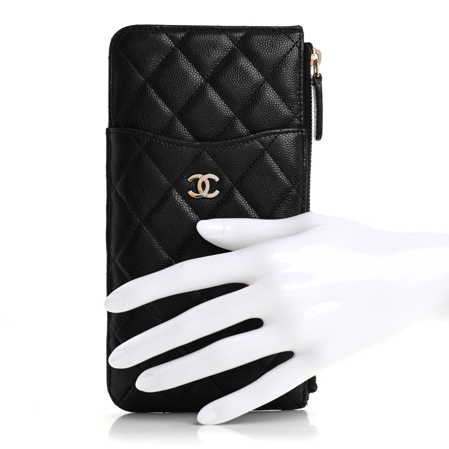 Chanel Iridescent Caviar Quilted Classic Flat Wallet Pouch Black 2 of 12