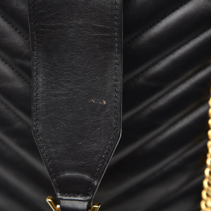 Saint Laurent Lambskin Matelasse Chevron Monogram Shopping Bag Black 8 of 9
