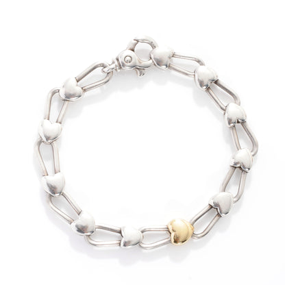 Tiffany Sterling Silver 18K Yellow Gold Heart Padlock Links Bracelet 1 of 6