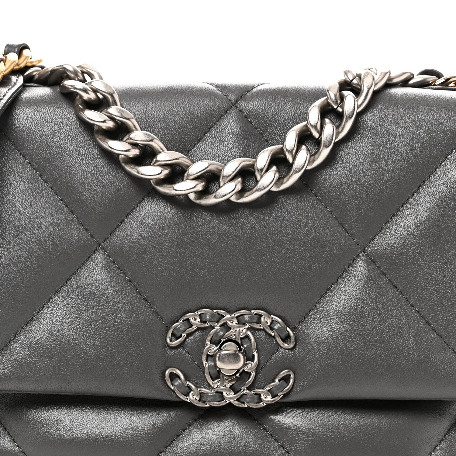 Chanel Lambskin Quilted Medium Chanel 19 Flap Grey 7 of 9