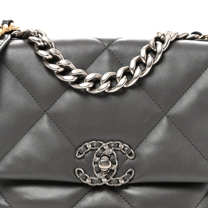 Chanel Lambskin Quilted Medium Chanel 19 Flap Grey 7 of 9
