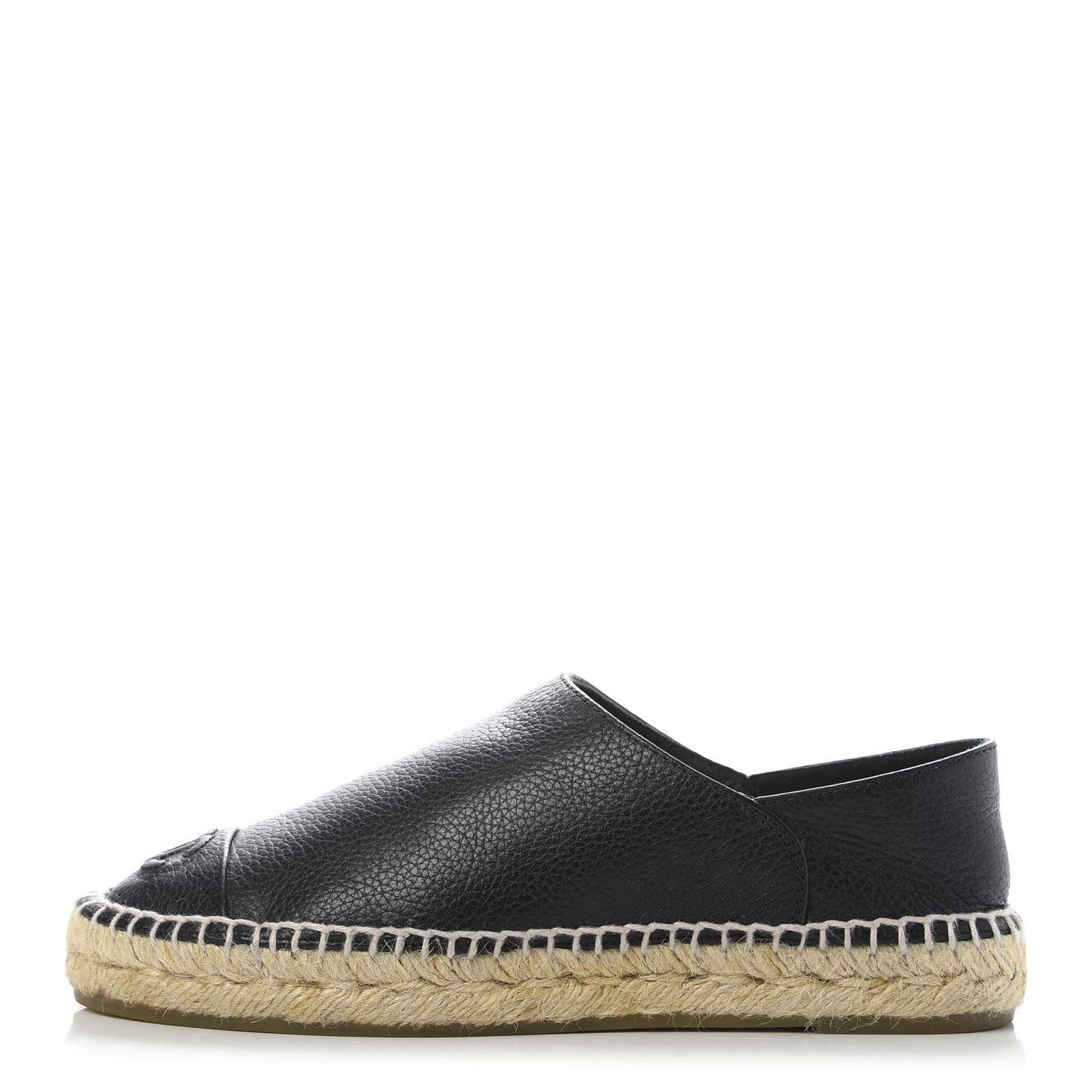 Grained Calfskin CC Espadrilles 36 Black