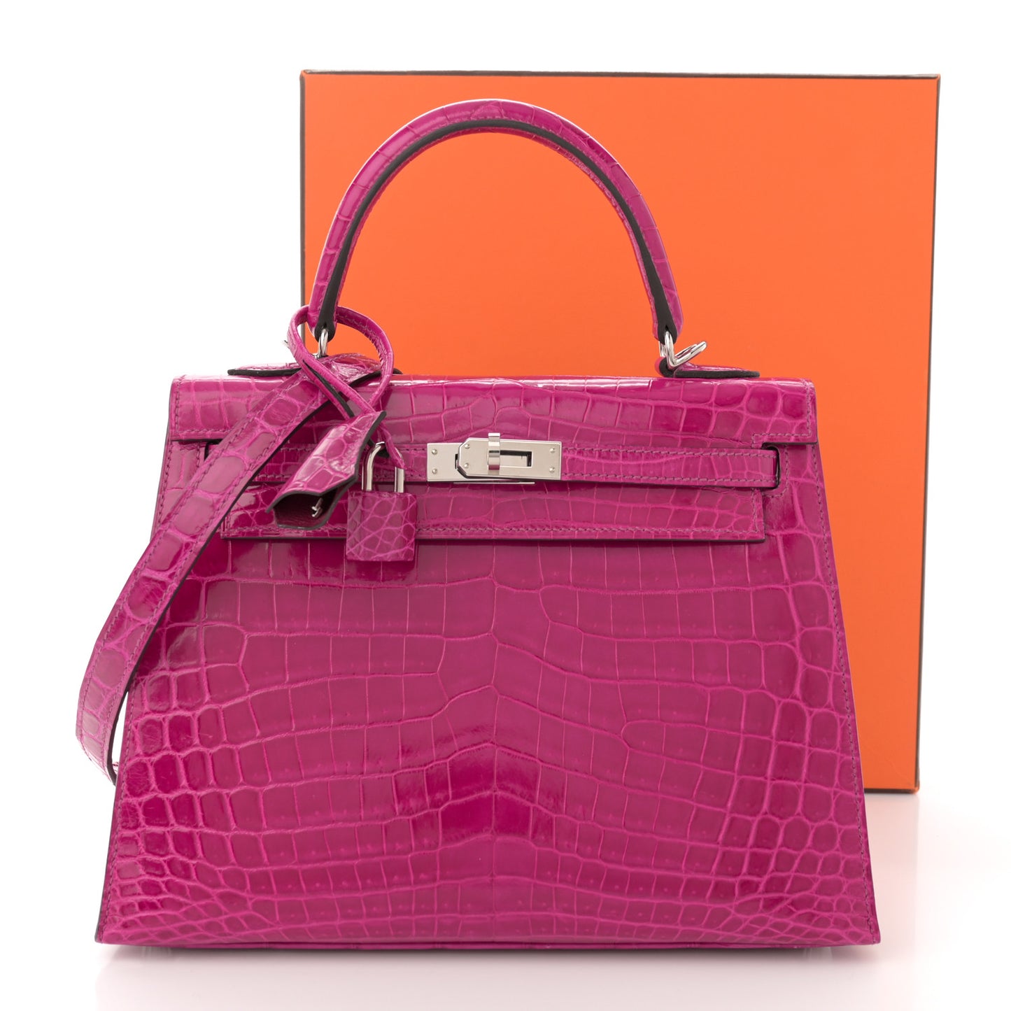 Shiny Niloticus Crocodile Kelly Sellier 25 Rose Pourpre