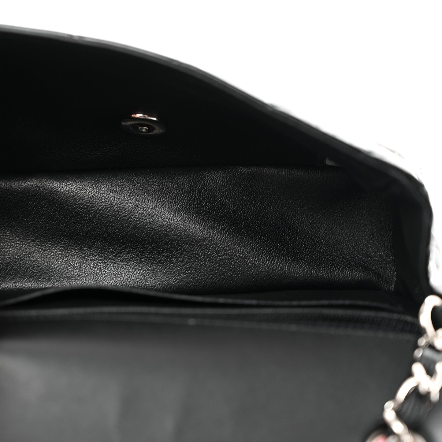 Patent Calfskin Quilted Bi-Color Mini Rectangular Flap Pink Black