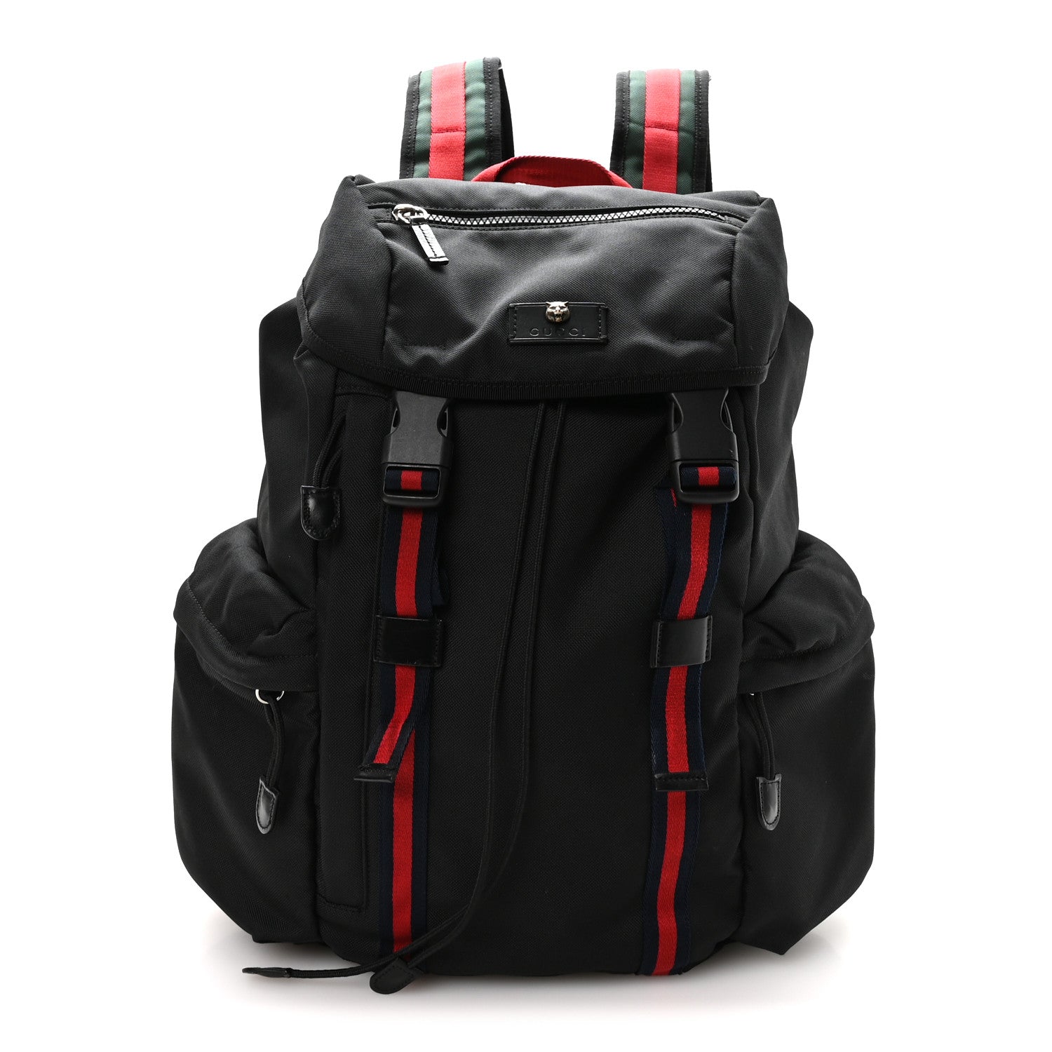 Gucci Techno Canvas Web Double Buckle Backpack Black 1 of 10