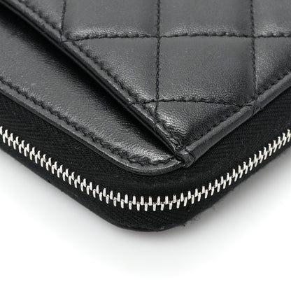 Chanel Lambskin Quilted Large Gusset Zip Around Wallet Black 13 of 18