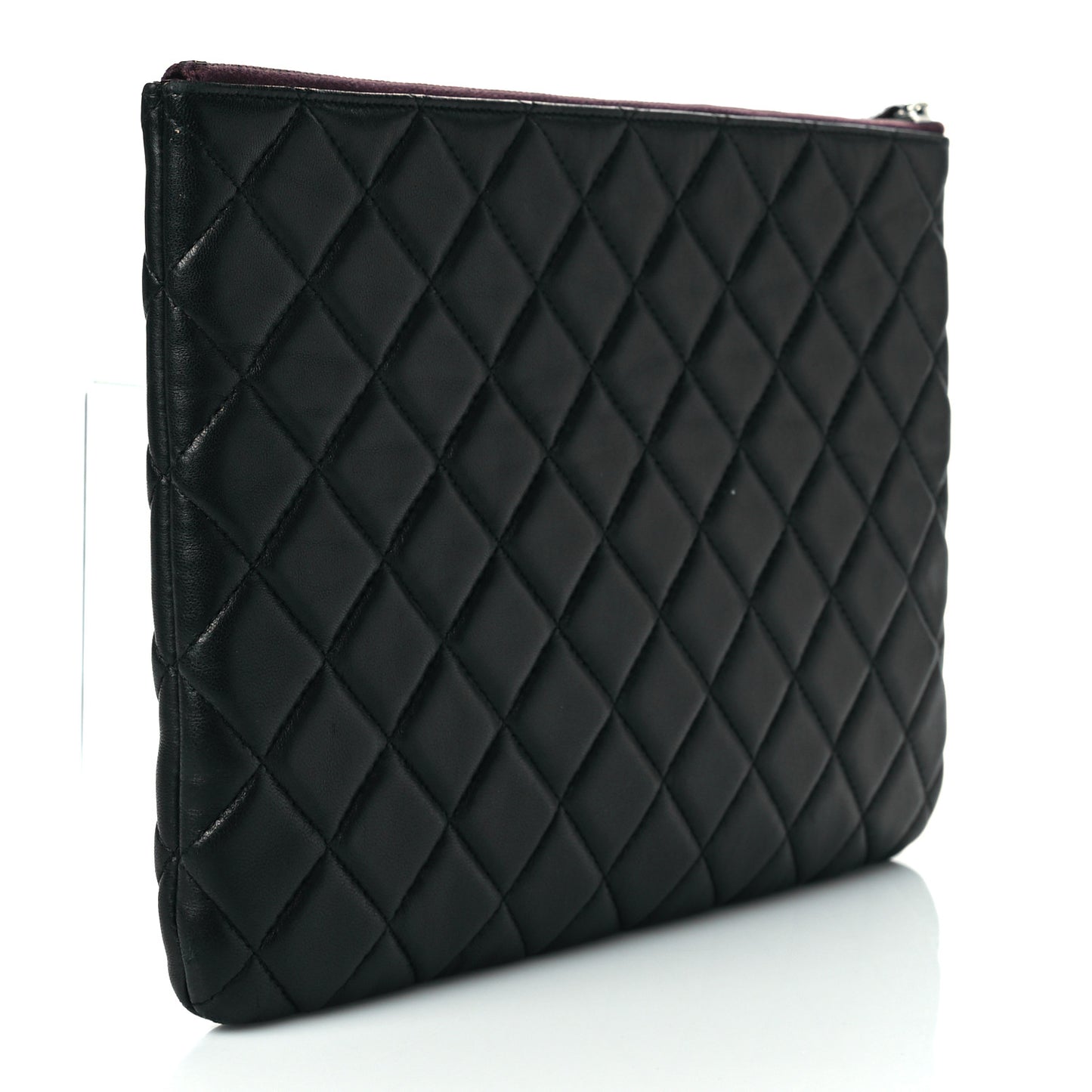 Lambskin Quilted Medium Cosmetic Case Black
