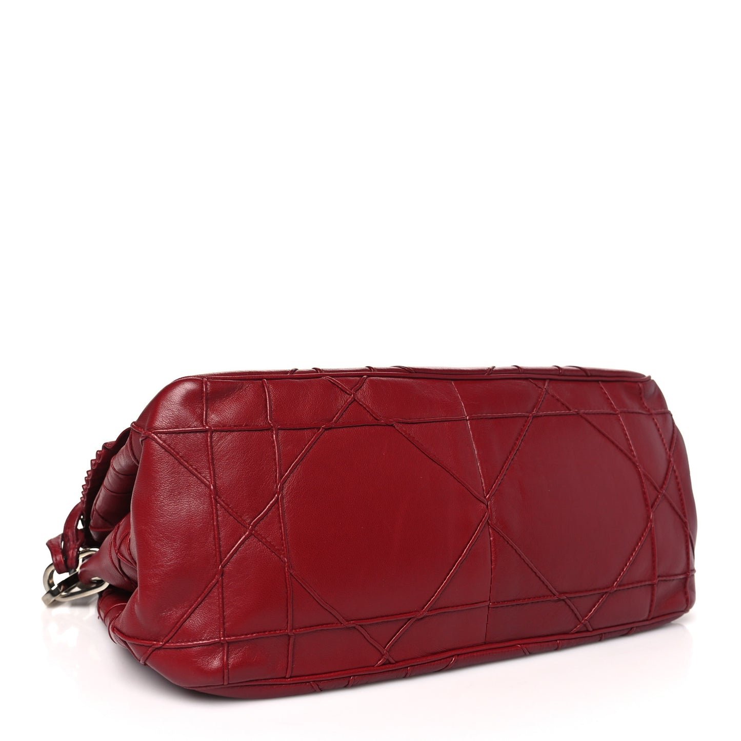 Lambskin Cannage Ruffle New Lock Flap Red