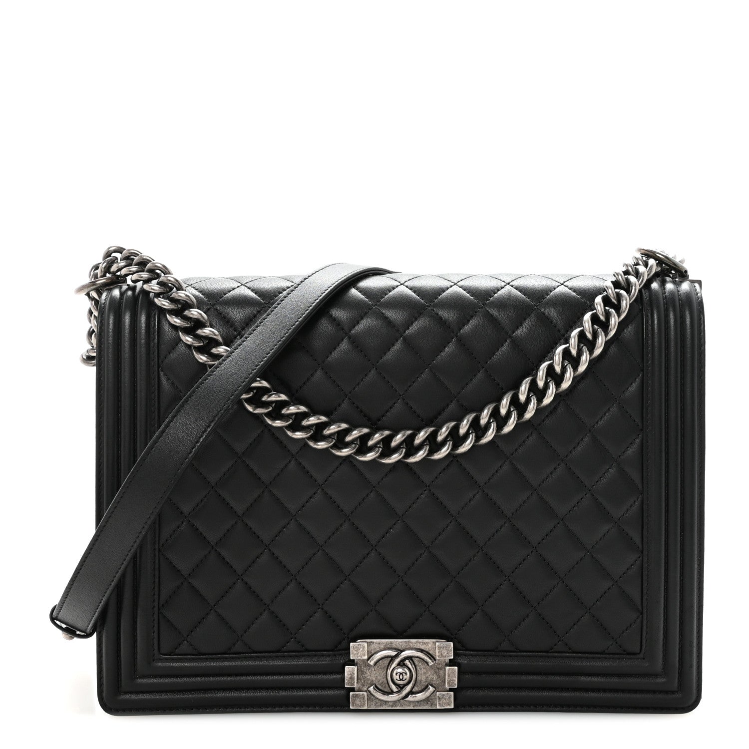 Chanel Lambskin Quilted Large Boy Flap Black 1 of 10