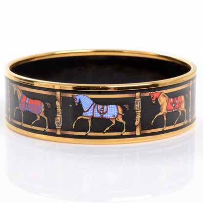 Hermes Enamel Printed Tenues Et Couvertures Wide Bracelet 65 4 of 6