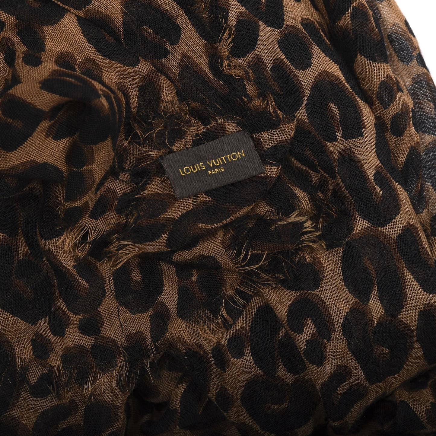 Cashmere Silk Leopard Etole Stole Marron