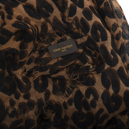 Louis Vuitton Cashmere Silk Leopard Etole Stole Marron 3 of 4