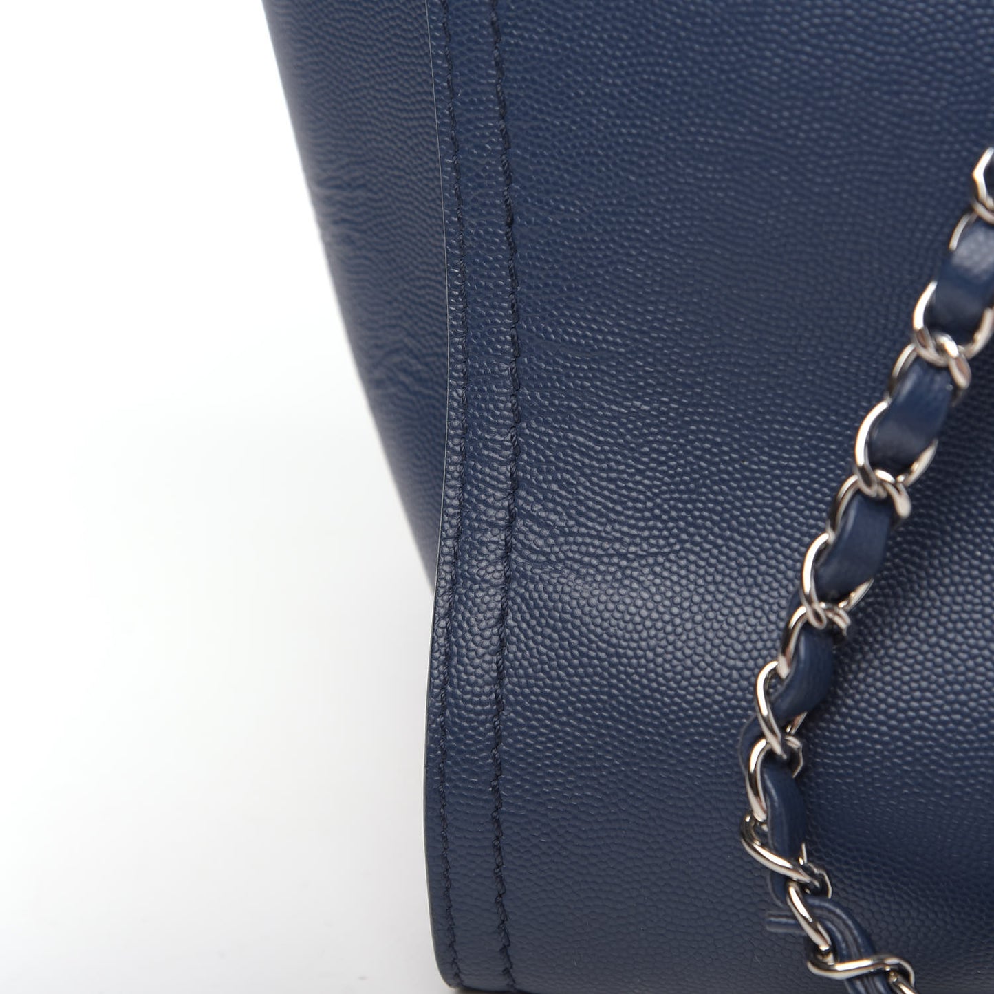 Caviar Medium Studded Deauville Tote Navy