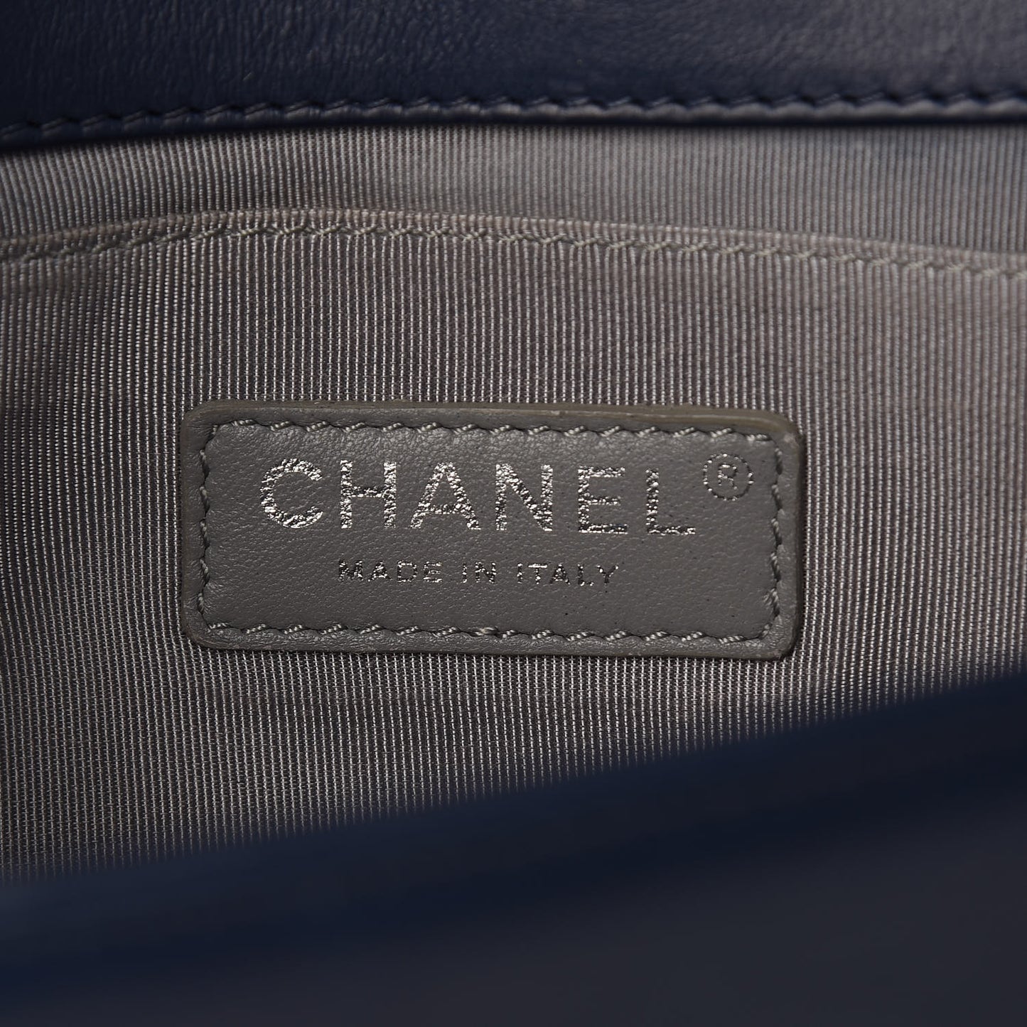 Calfskin Double Stitch Medium Boy Flap Navy Blue