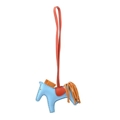 Hermes Milo Lambskin Grigri Rodeo Horse Bag Charm PM Celeste Naturel Bouton D'Or Cornaline 1 of 3
