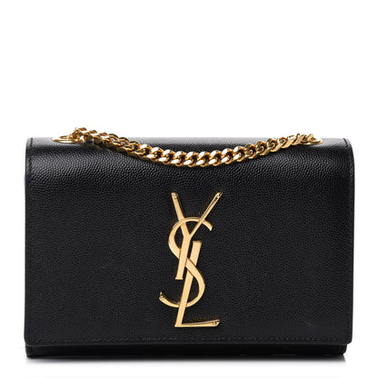 Saint Laurent Grain De Poudre Small Monogram Kate Satchel Black 1 of 14