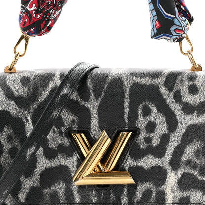Louis Vuitton Calfskin Wild Animal Print Scarf Handle Twist Shoulder Bag MM 8 of 10