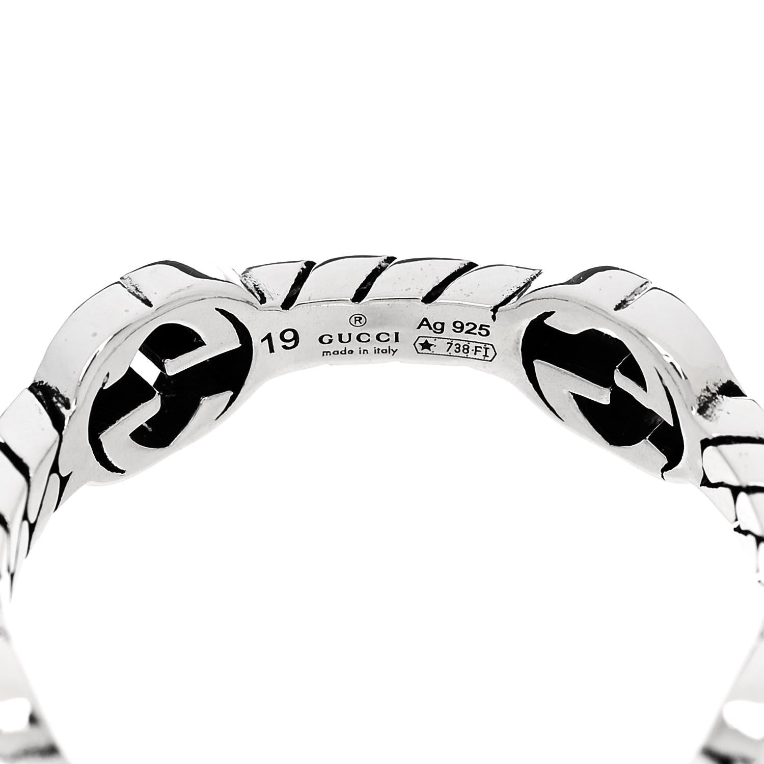 Gucci Sterling Silver Interlocking G Chain Ring 59 8.75 4 of 5