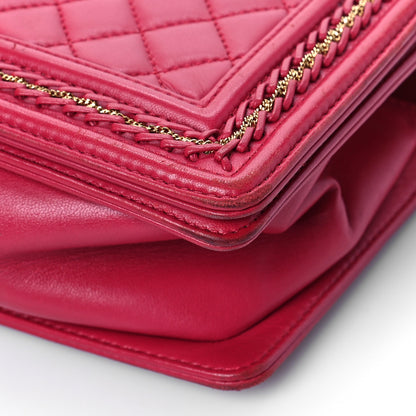 Chanel Lambskin Quilted Medium Chain Detail Boy Flap Fuchsia 8 of 13