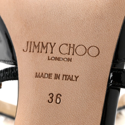 Jimmy Choo Patent Pearl Embellished Aurelie 85 Pumps 36 Black 7 of 8