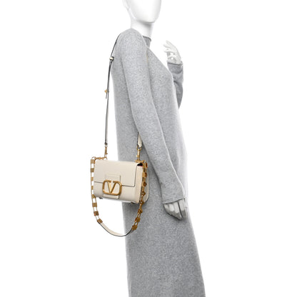 Valentino Garavani Grainy Calfskin VLogo Stud Sign Shoulder Bag Light Ivory 2 of 9