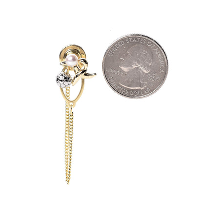 Mikimoto 18K Yellow Gold Platinum Akoya Pearl 4.5mm Soccer Ball Tie Tack 3 of 6