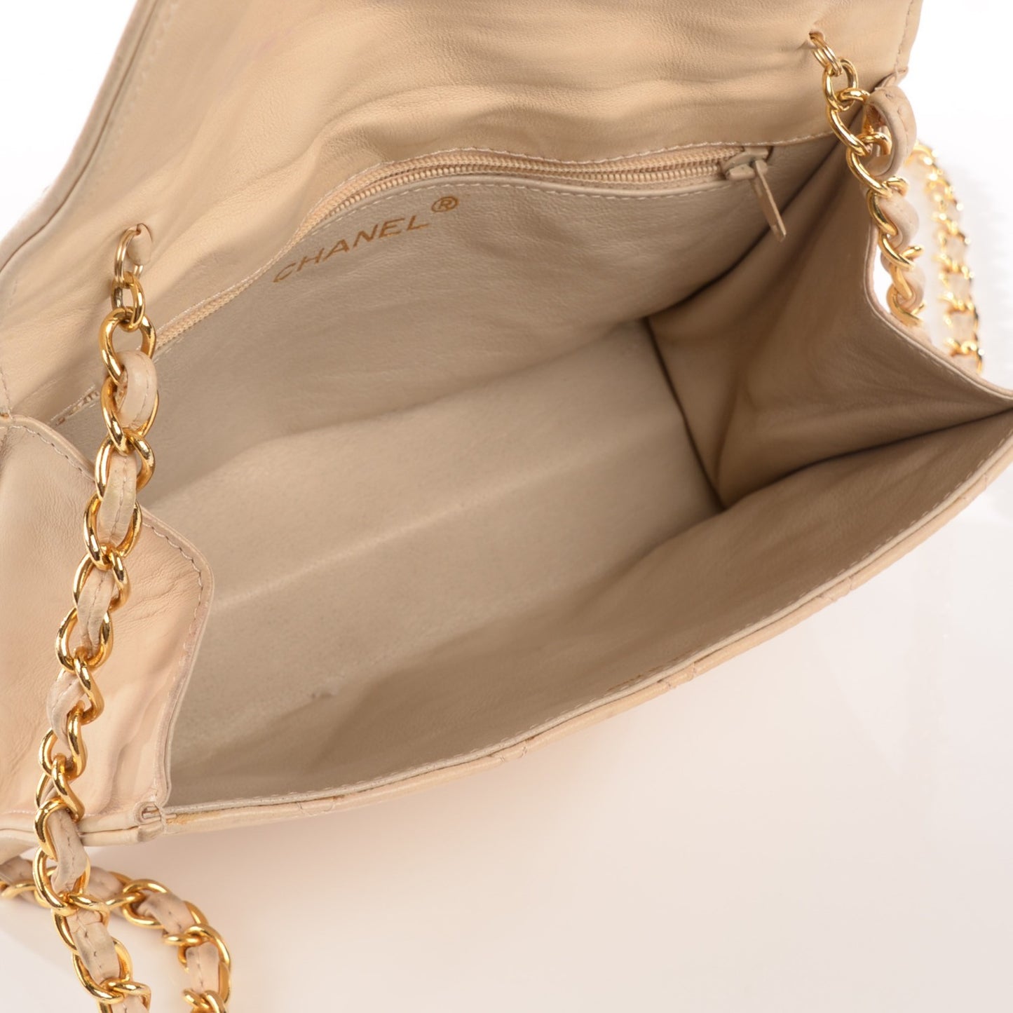 Quilted Lambskin Tassel Shoulder Bag Light Beige